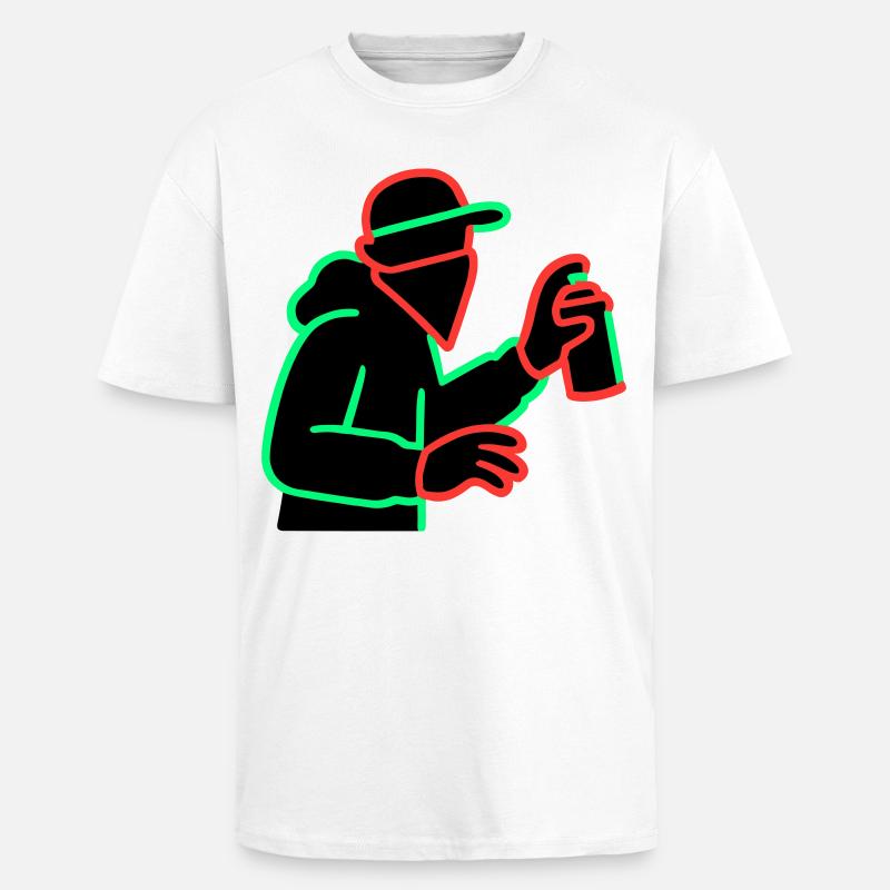 Pulvérisateur de graffitis au néon Silhouette - T-shirt unisexe oversize épais - blanc