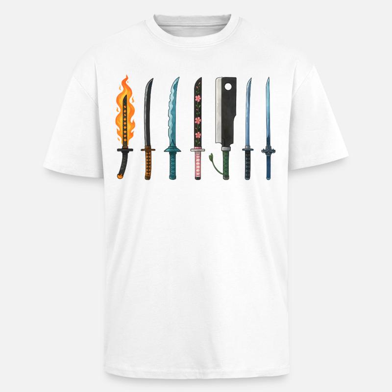 Anime Schwerter Sammlung Design - Oversized Heavyweight Unisex T-Shirt - Weiß