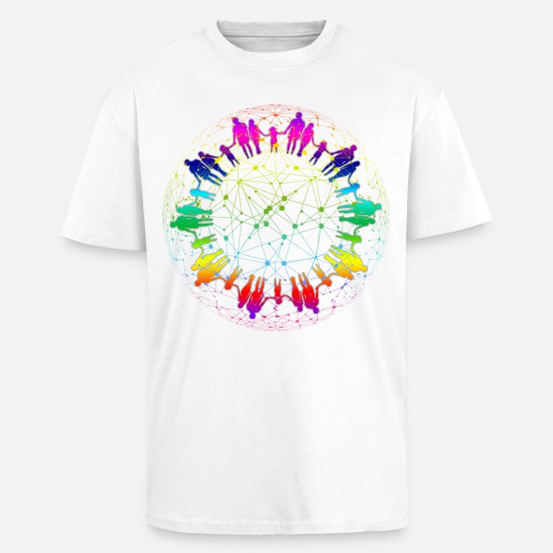 Regenbogen Netz der Gemeinschaft - Oversized Heavyweight Unisex T-Shirt - Weiß
