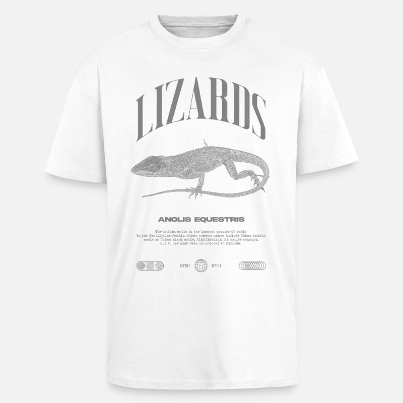 Cuban Knight Anole Reptile Keeper Lizard - Unisex Oversized Heavyweight T-shirt - white