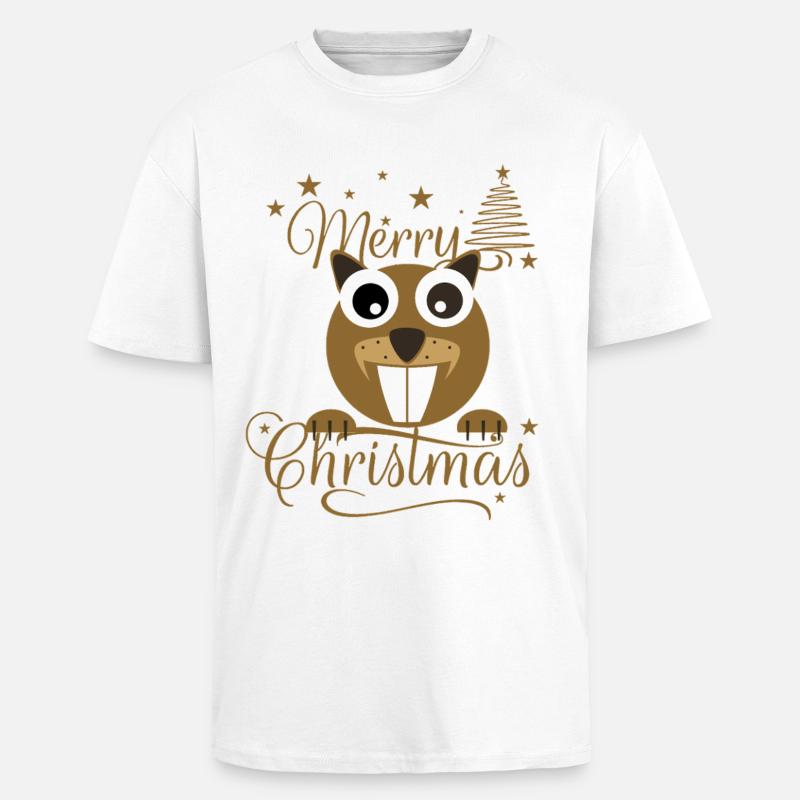 Merry Chrysstmans Eichhornchen - Oversized Heavyweight Unisex T-Shirt - Weiß