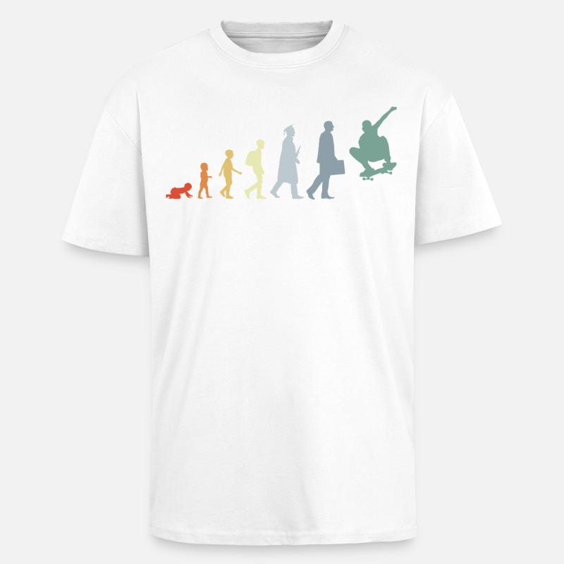 Skateboarder Evolution - Oversized Heavyweight Unisex T-Shirt - Weiß