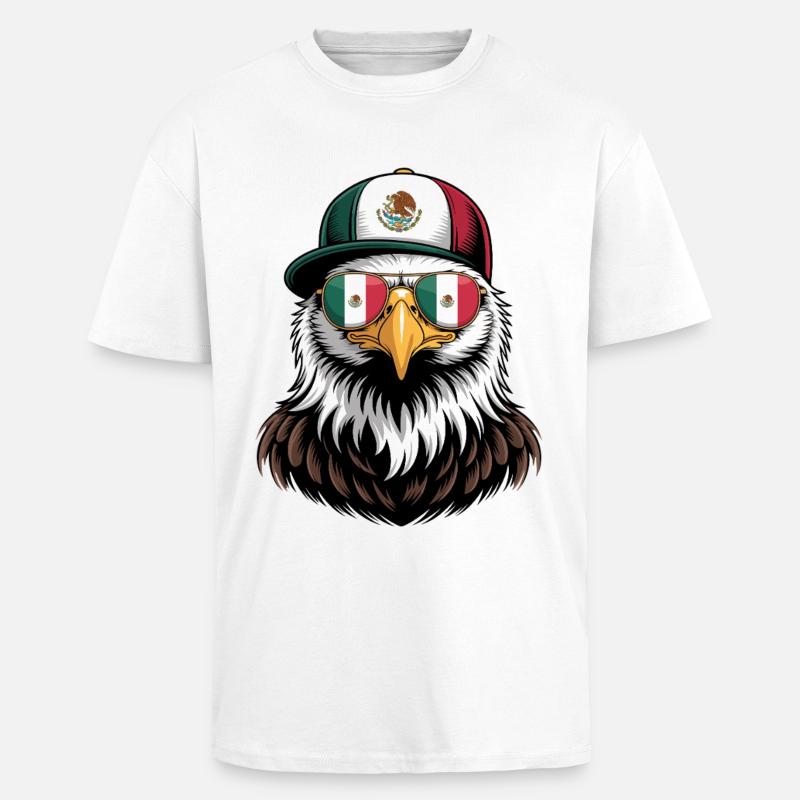 Lunettes de soleil rétro Mexican Eagle - T-shirt unisexe oversize épais - blanc