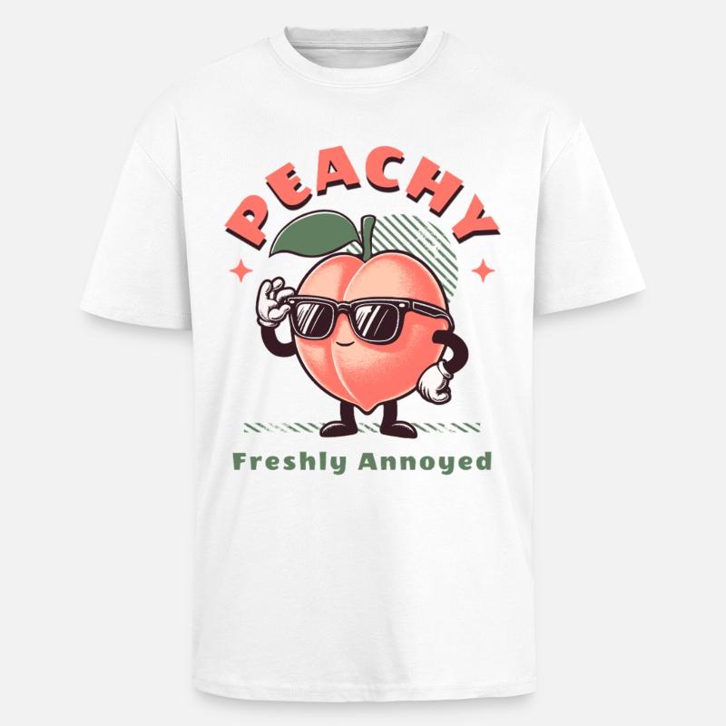 Frucht Pfirsich Pfirsichblüte Süßes Obst - Oversized Heavyweight Unisex T-Shirt - Weiß