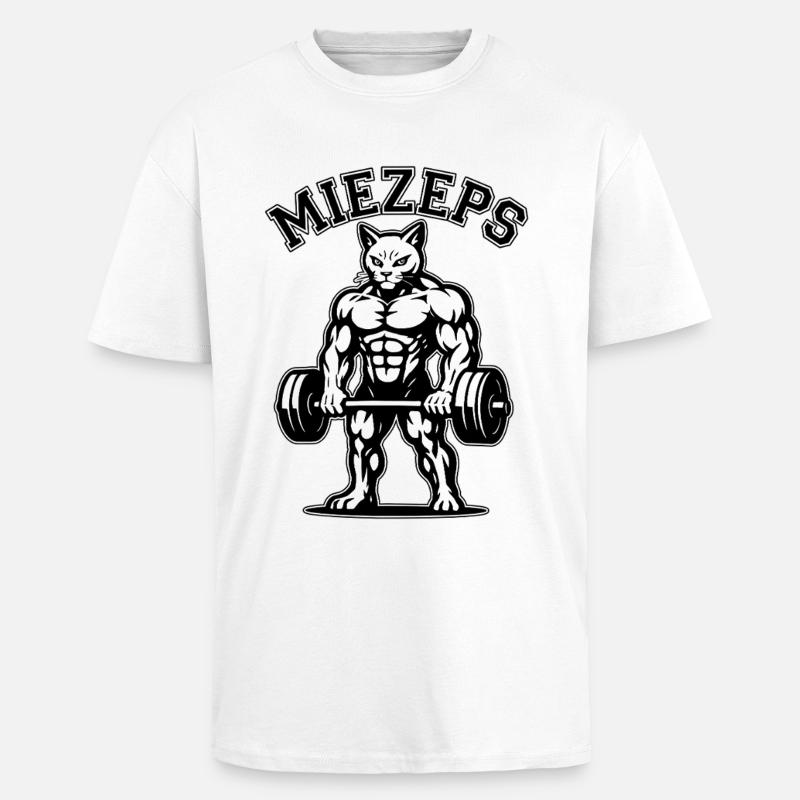 Kitty - Muscles endoloris - Chat - Dire - T-shirt unisexe oversize épais - blanc
