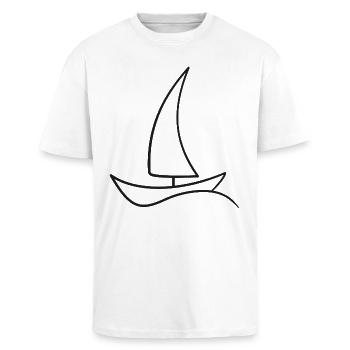 Sailboat Sketch – Maritime Motif for Vacation - Unisex Oversized Heavyweight T-shirt - white - Front - Alina (178cm) & Michal (187cm)