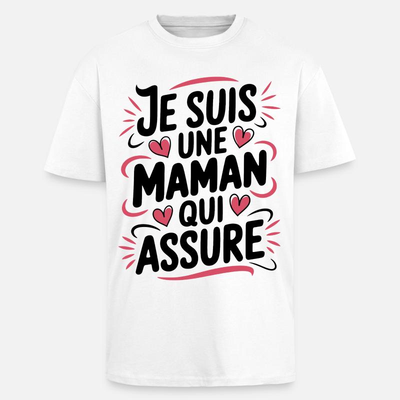 Ich bin eine Mutter, die versichert - Oversized Heavyweight Unisex T-Shirt - Weiß
