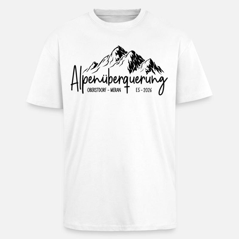 Alpenüberquerung E5 2026 / Oberstdorf - Meran - Oversized Heavyweight Unisex T-Shirt - Weiß