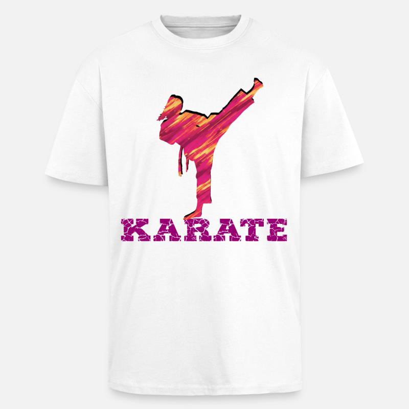 Karate Silhouette Farbexplosion - Oversized Heavyweight Unisex T-Shirt - Weiß