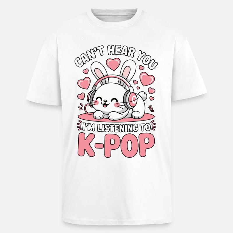 K-Pop Bunny mit Kopfhörern - Oversized Heavyweight Unisex T-Shirt - Weiß