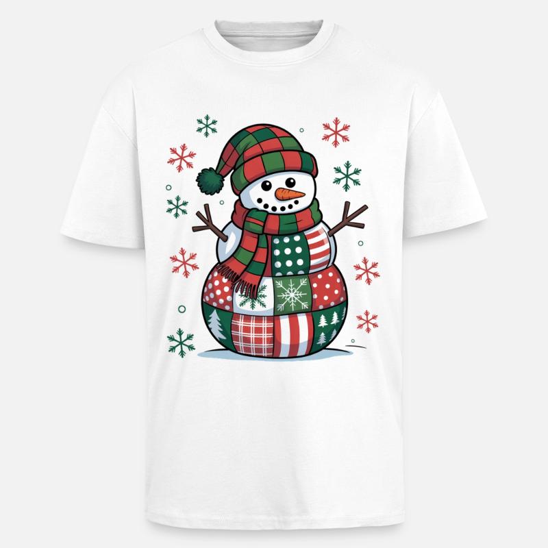 Snowman Patchwork - Unisex Oversized Heavyweight T-shirt - white