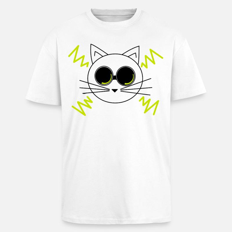 Chat de l’espace - T-shirt unisexe oversize épais - blanc