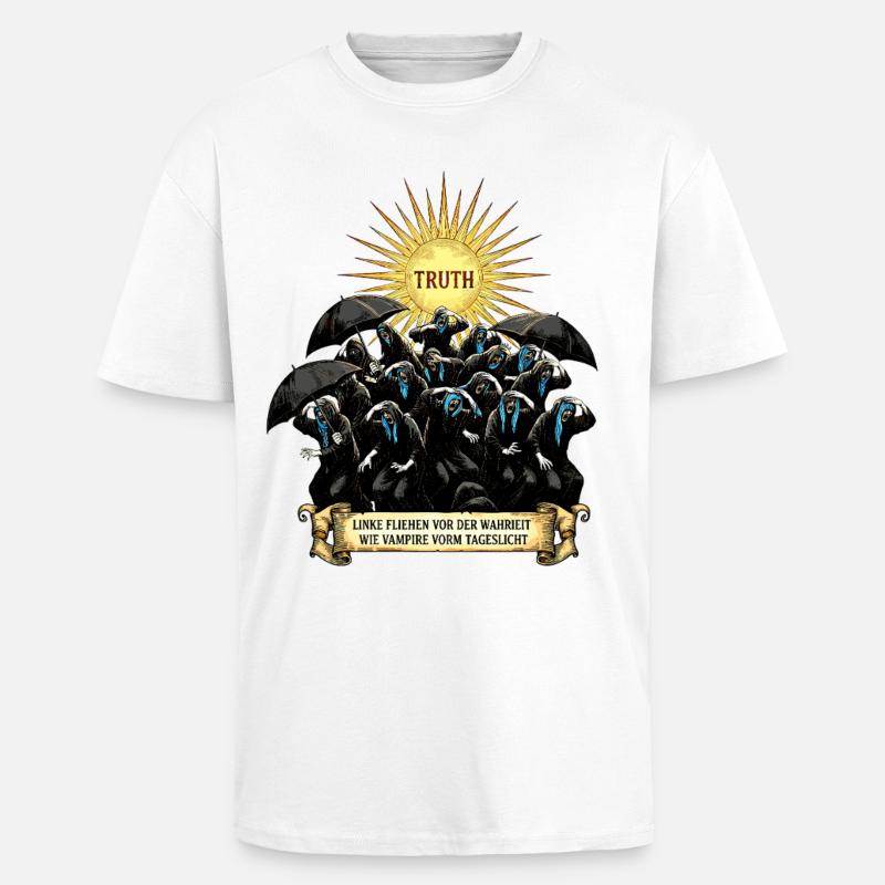 Vampires Avoid the Light Satire - Unisex Oversized Heavyweight T-shirt - white