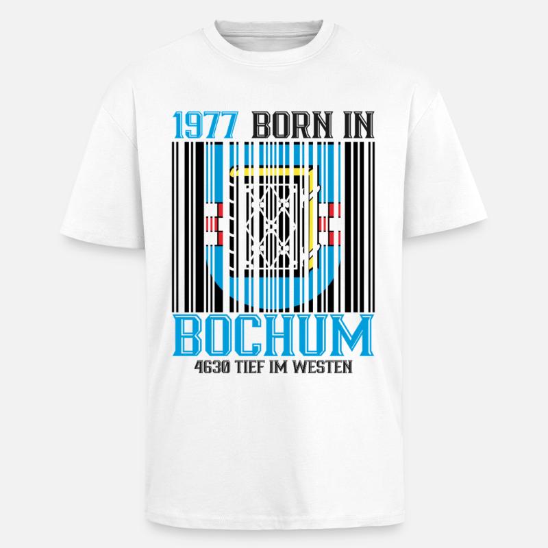 Code-barres Bouclier de Bochum 1977 - T-shirt unisexe oversize épais - blanc