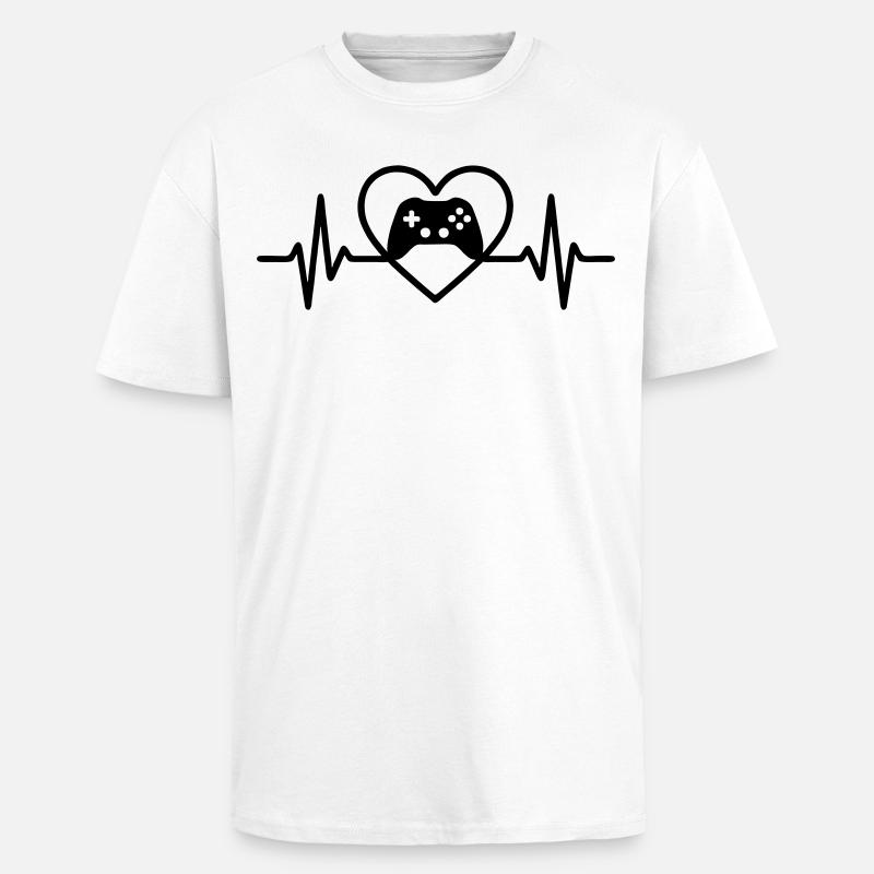 Herz Gaming – Controller Stil Gamer - Oversized Heavyweight Unisex T-Shirt - Weiß
