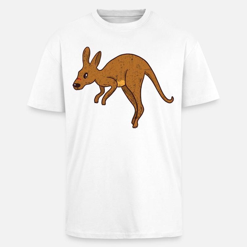 Kangaroo Vintage Rust Texture - Unisex Oversized Heavyweight T-shirt - white