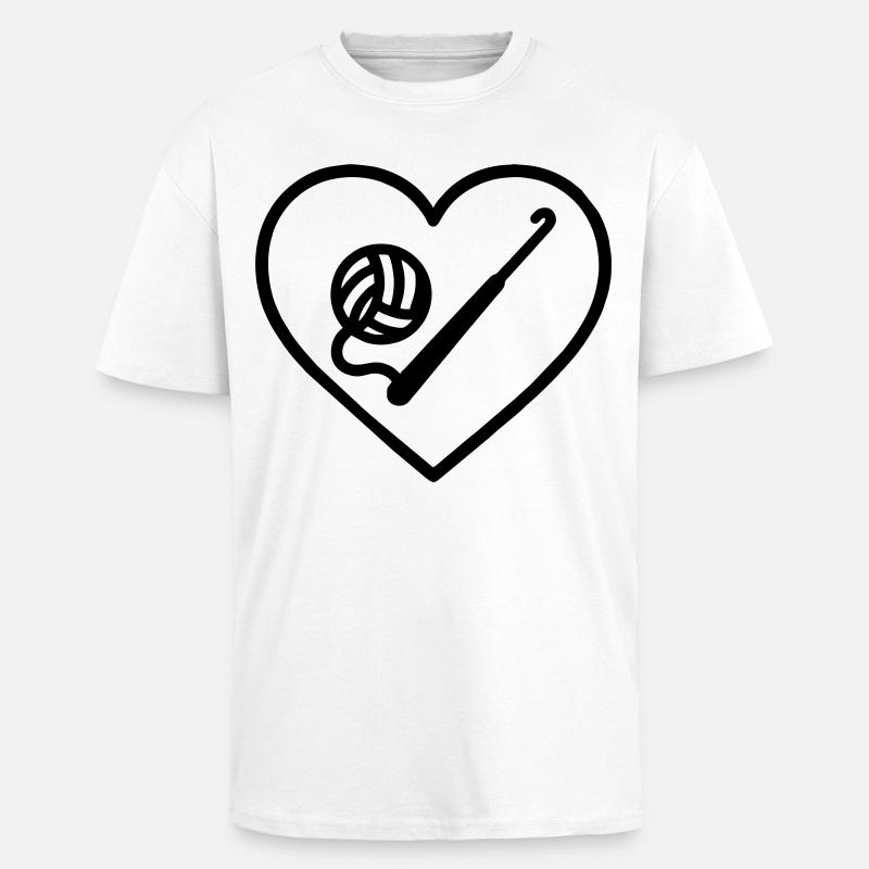 Häkelherz – Handgemachte Leidenschaft - Oversized Heavyweight Unisex T-Shirt - Weiß