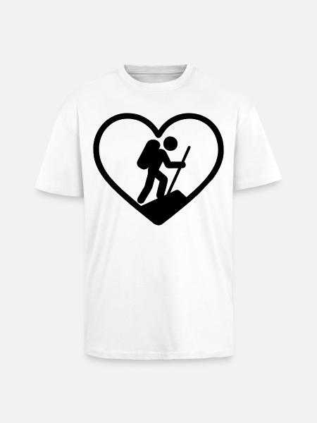 Heart hiking – nature lover - Unisex Oversized Heavyweight T-shirt - white
