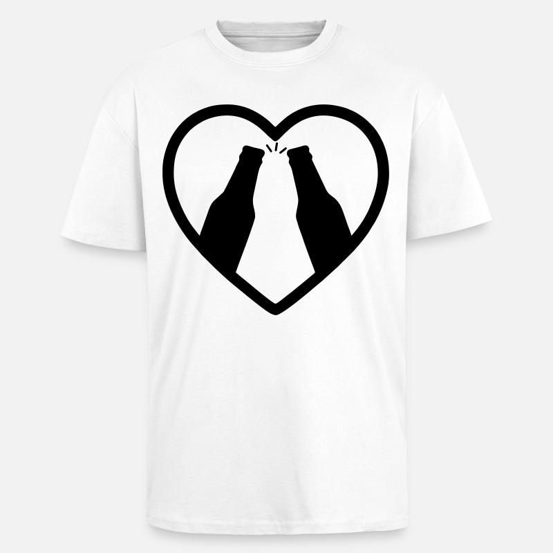 Herzflaschen Bier-Aperitif-Geschenk - Oversized Heavyweight Unisex T-Shirt - Weiß