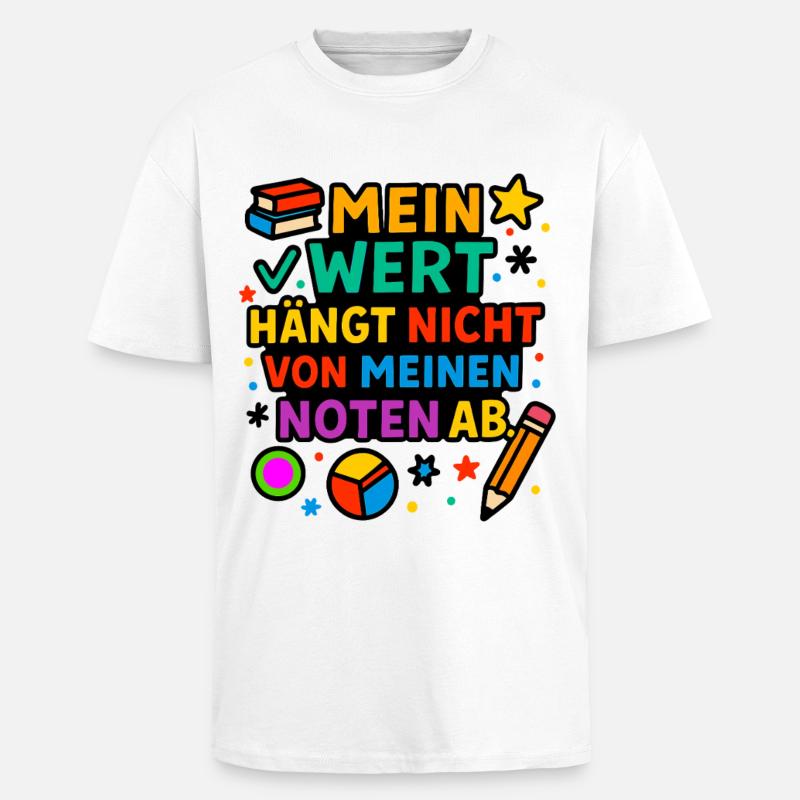Ma valeur compte, pas mes notes - T-shirt unisexe oversize épais - blanc