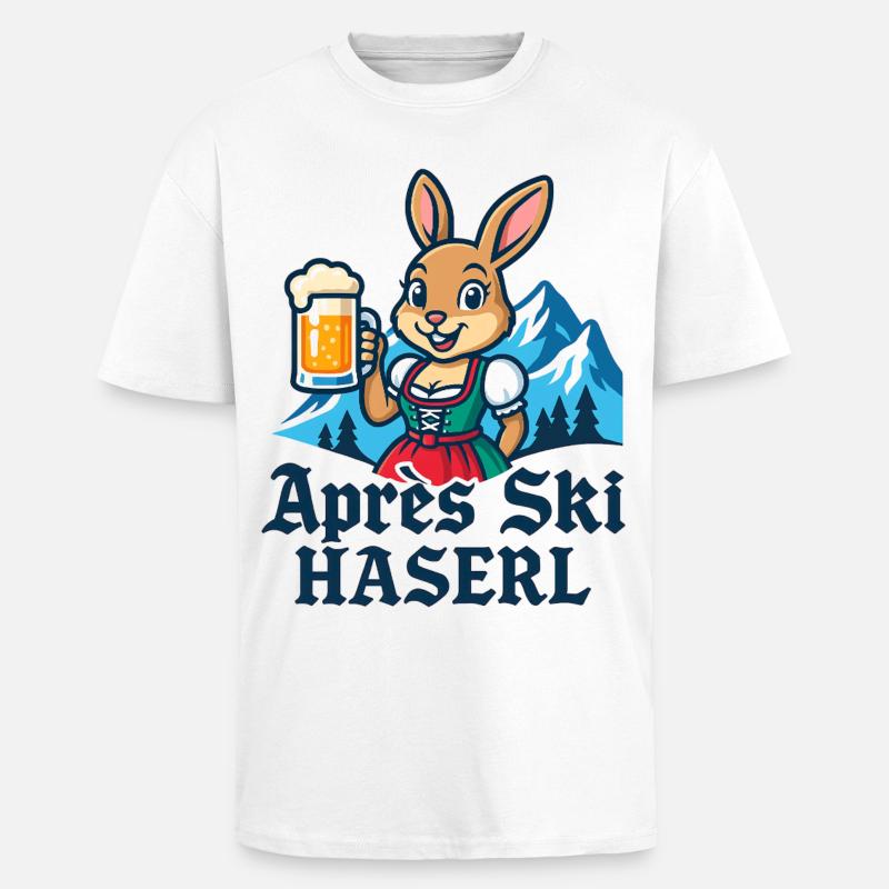 Apres Ski Haserl Dirndl Bier - Oversized Heavyweight Unisex T-Shirt - Weiß