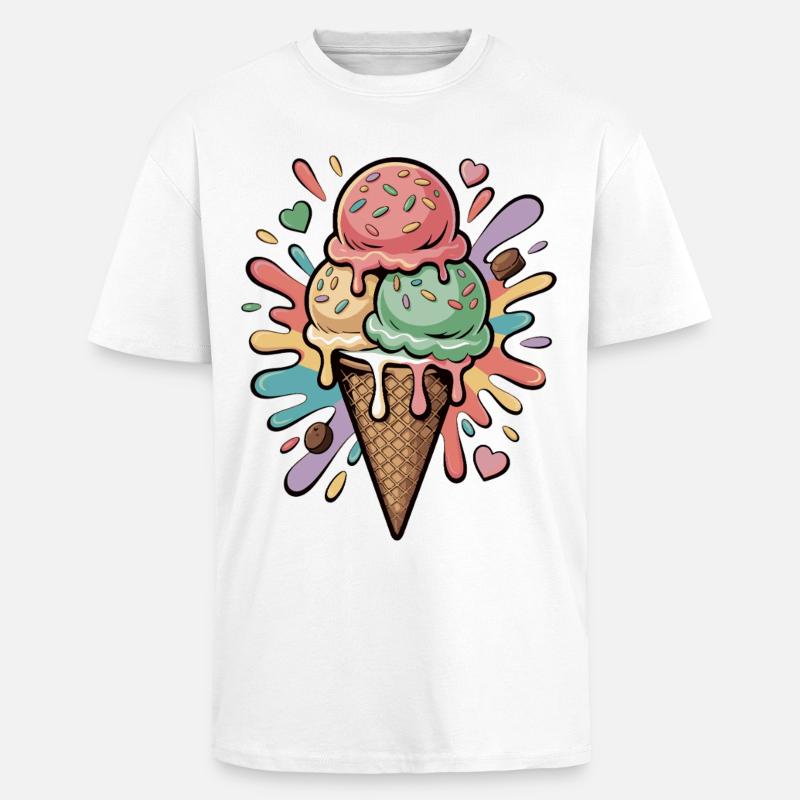 Bunte Eiscreme Explosion - Unisex Oversized Heavyweight T-shirt - white