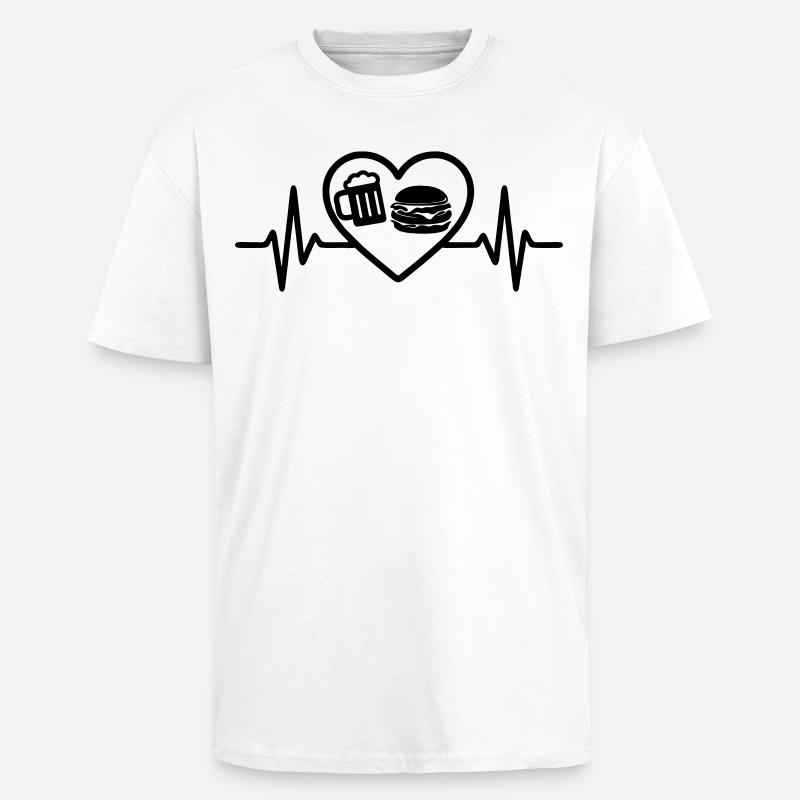 Herz Burger Bier - Oversized Heavyweight Unisex T-Shirt - Weiß