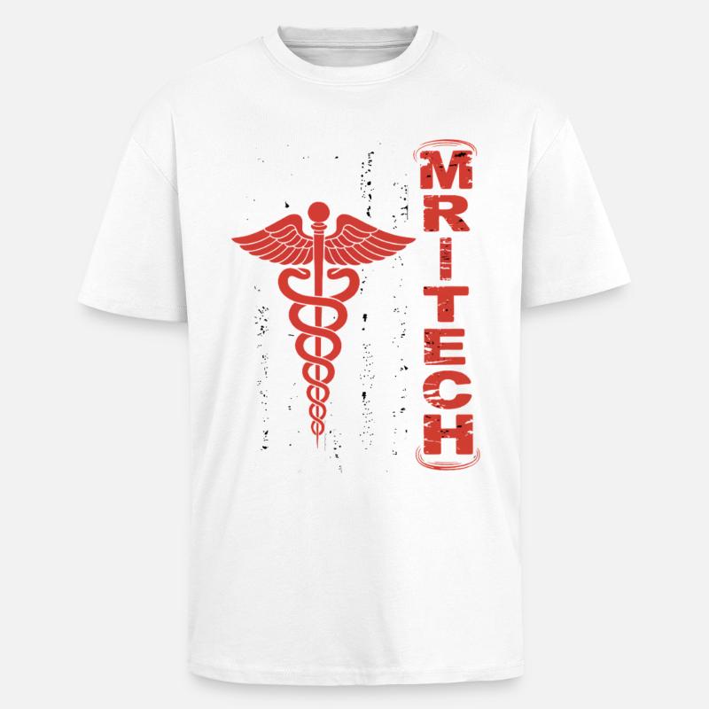 Rote MedTech Caduceus Flagge - Oversized Heavyweight Unisex T-Shirt - Weiß