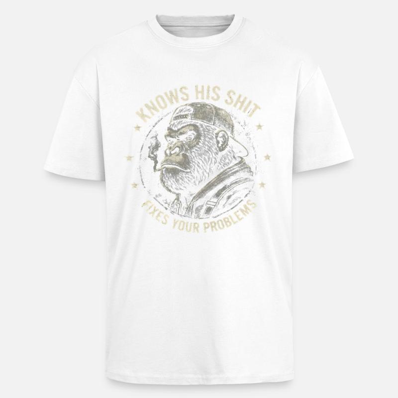 Gorilla Fixer: Problem-Solver Attitude - Unisex Oversized Heavyweight T-shirt - white