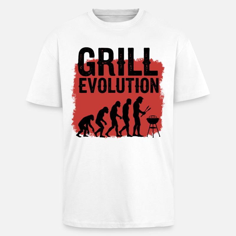 Grill Evolution Funny Grill Master Saying - Unisex Oversized Heavyweight T-shirt - white