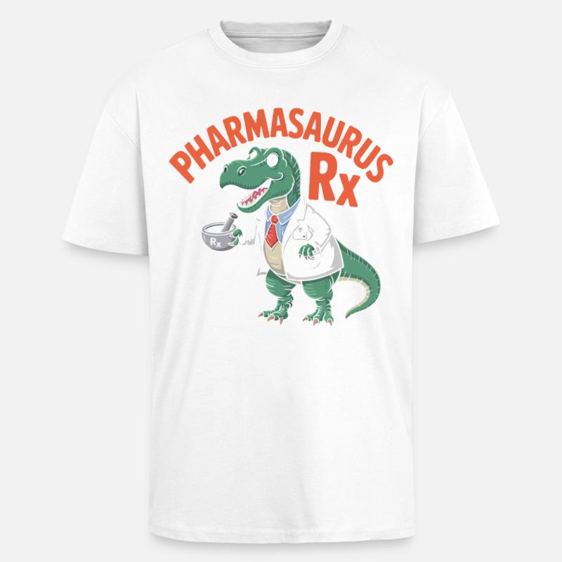 PharmaSaurus RX Doctoral Alligator - T-shirt unisexe oversize épais - blanc