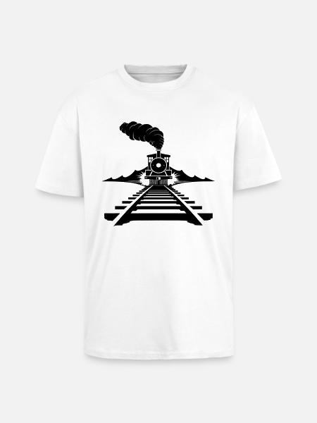 Railway Sketch - Unisex Oversized Heavyweight T-shirt - white