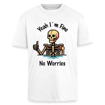 In fine no worries - Unisex Oversized Heavyweight T-shirt - white - Front - Alina (178cm) & Michal (187cm)