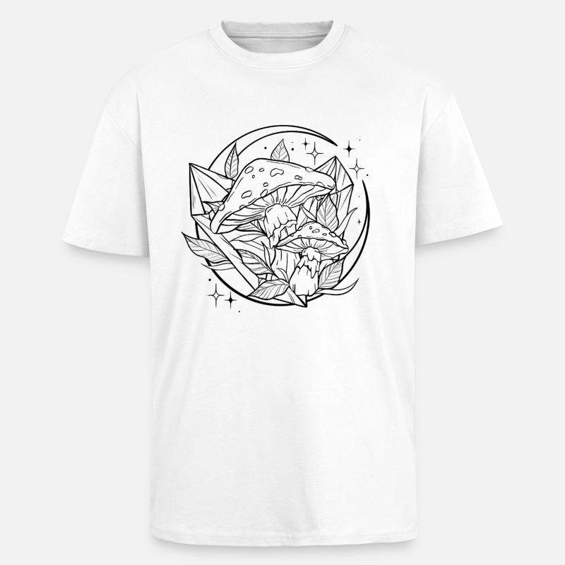 Witchy Toadstool with Magic Crystal - Unisex Oversized Heavyweight T-shirt - white
