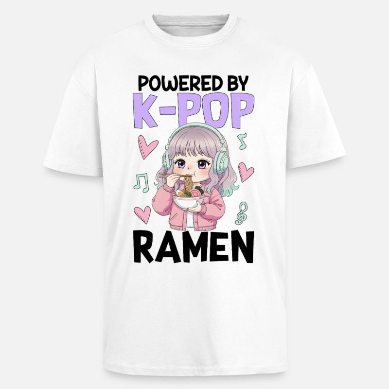Powered By K-Pop Ramen - Oversized Heavyweight Unisex T-Shirt - Weiß