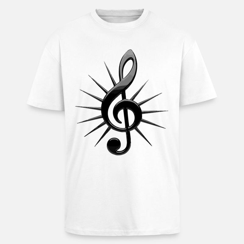 Black notes with rays - Unisex Oversized Heavyweight T-shirt - white