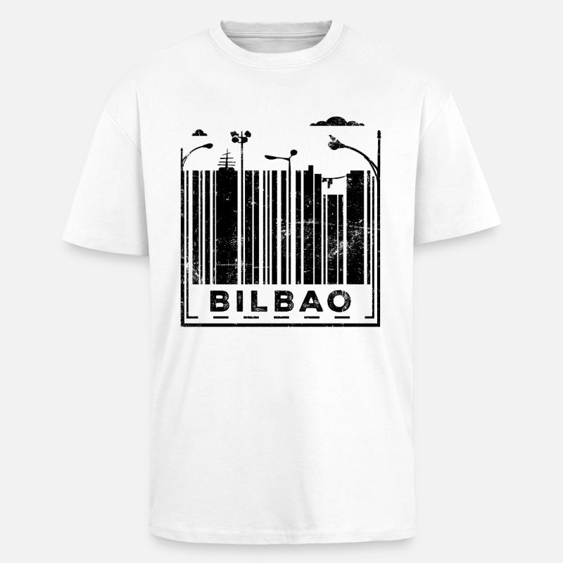 Bilbao Strichcode - Oversized Heavyweight Unisex T-Shirt - Weiß