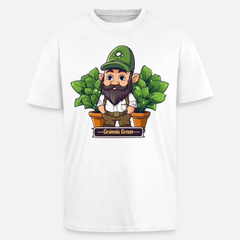 Bande dessinée Gnome Jardinier Vert - T-shirt unisexe oversize épais - blanc