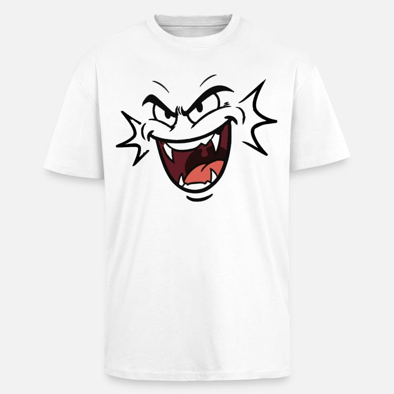 Funny vampire face laughing pattern comic - Unisex Oversized Heavyweight T-shirt - white