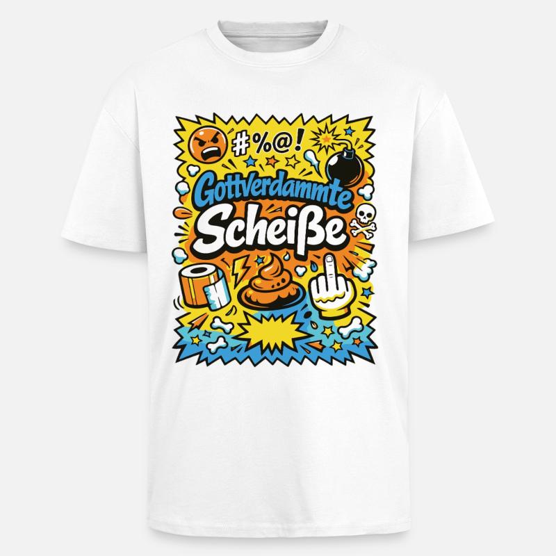 Gottverdammte Scheiße! Comic-Explosion - Oversized Heavyweight Unisex T-Shirt - Weiß