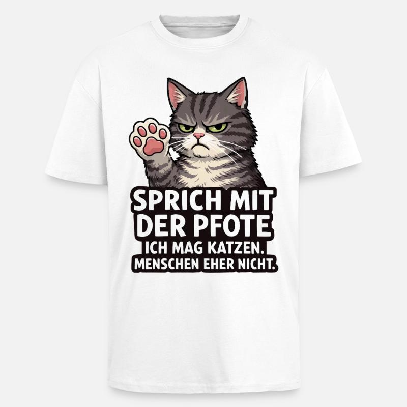 Sprich mit der Pfote – Grumpy Katze - Oversized Heavyweight Unisex T-Shirt - Weiß