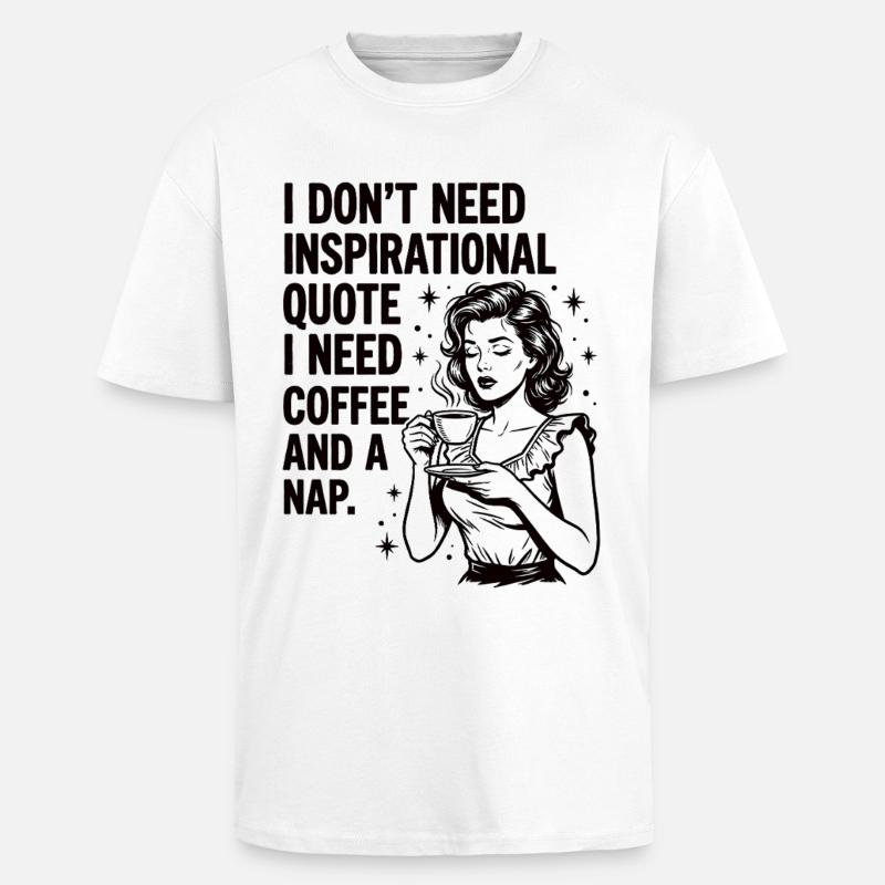 Echte Kaffeeliebe Nickerchen Statement - Oversized Heavyweight Unisex T-Shirt - Weiß