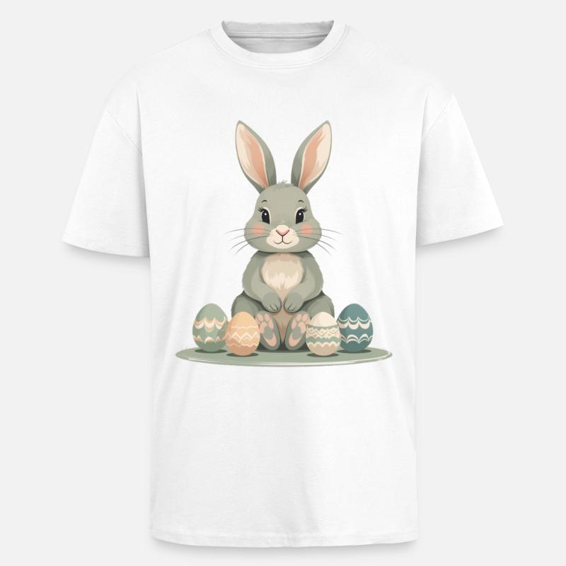 Pastel Bunny Easter Eggs - Unisex Oversized Heavyweight T-shirt - white