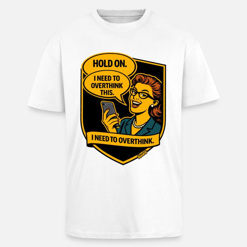 Retro Comic Überdenken - Overthinker - Oversized Heavyweight Unisex T-Shirt - Weiß