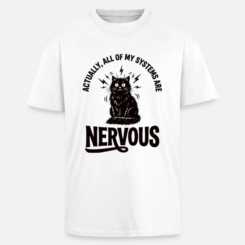 Real Irony Cat Nervous System Statement - Unisex Oversized Heavyweight T-shirt - white