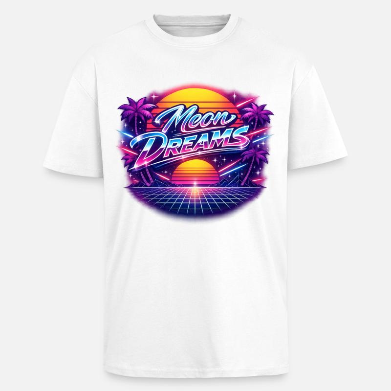 Moon Dreams Neon Retro Sunset - Oversized Heavyweight Unisex T-Shirt - Weiß