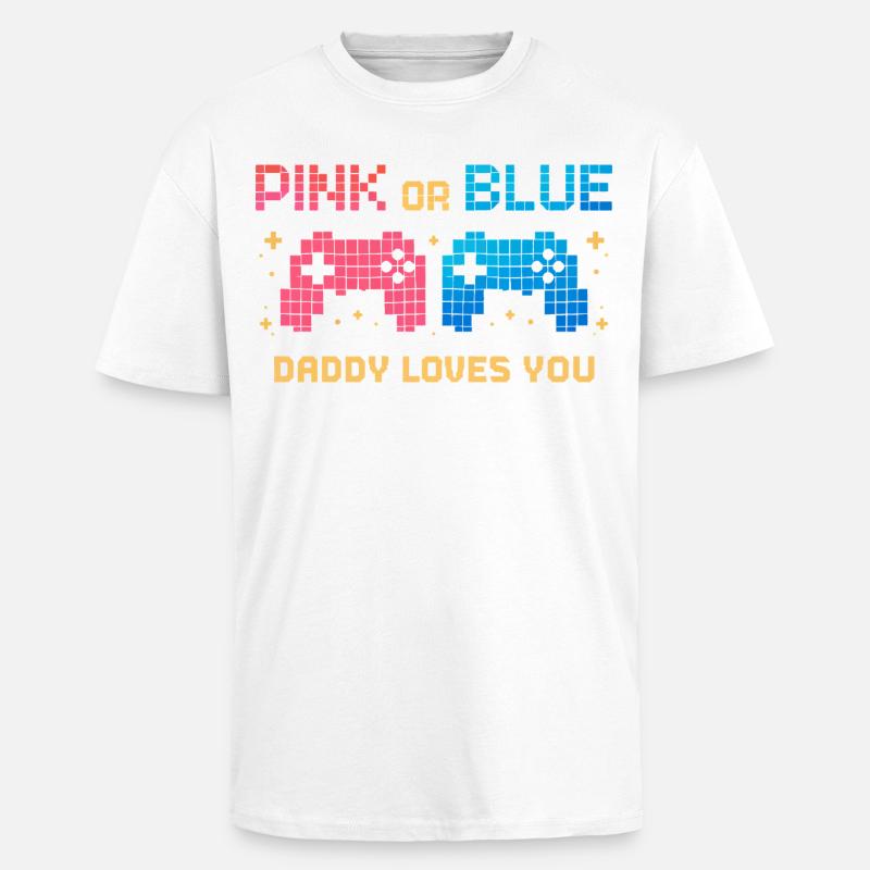 Pink or Blue Pixel Controller - Unisex Oversized Heavyweight T-shirt - white