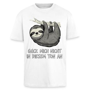 Faultier Spruch Lustig Sarkasmus - Oversized Heavyweight Unisex T-Shirt - Weiß - Vorne - Alina (178cm) & Michal (187cm)