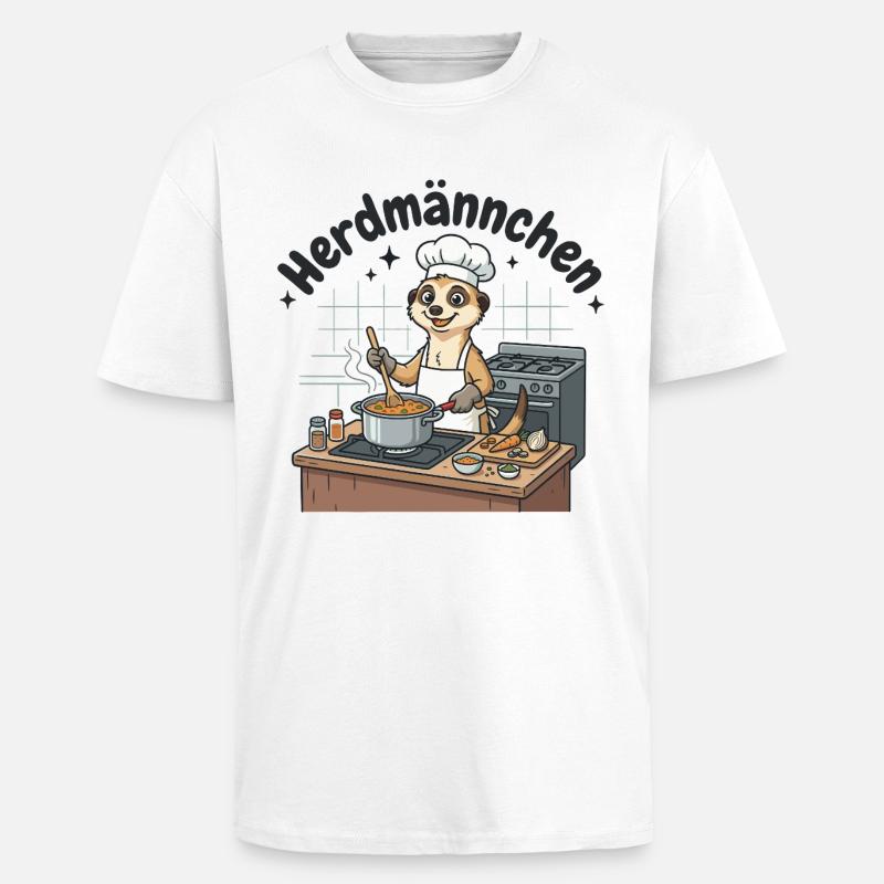 Herdmännchen Koch Erdmännchen am Herd  - Oversized Heavyweight Unisex T-Shirt - Weiß
