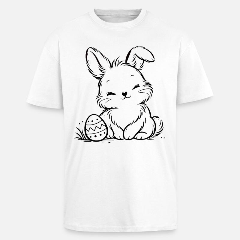 Easter bunny with Easter egg - Unisex Oversized Heavyweight T-shirt - white